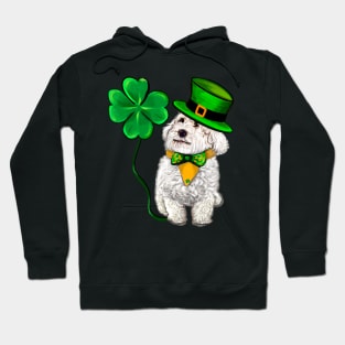 Clover Malarkey Funny Cavapoo puppy dog in hat and tie with Shamrocks - green 4 leaf clovers shamrock. Shenanigans The best Irish gift ideas 2024 Hoodie